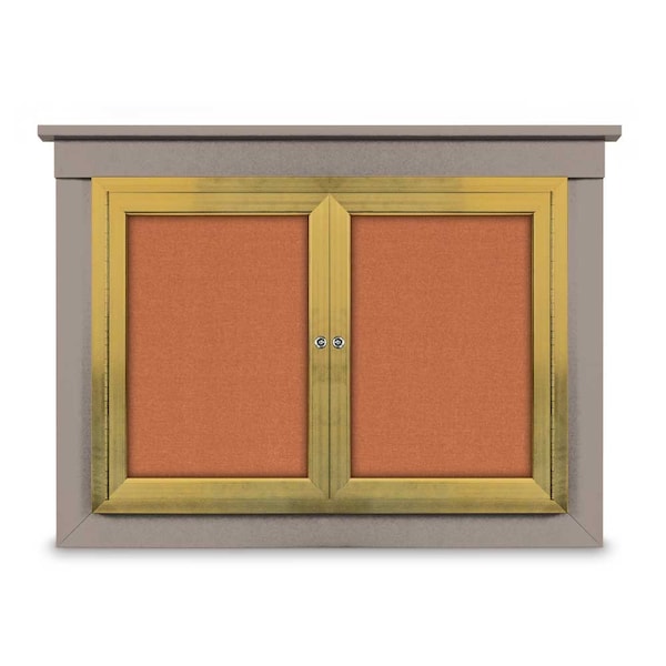 36"x36" 1-Door Enclosed Letterboard, Header, White Vinyl/Walnut